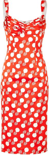L'Wren Scott Redcream Printed Silk Dress - Lyst