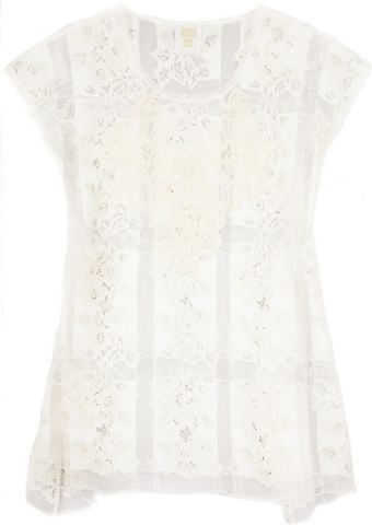 Anna Sui Appliquéd Lace and Mesh Top - Lyst