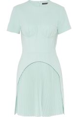 Christopher Kane Corseted Pleated Wool Crepe Dress