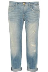 Current/Elliott The Boyfriend Cropped Distressed Jeans