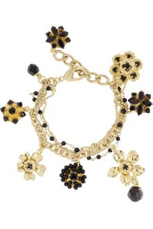 Dolce & Gabbana Floral Goldtone Swarovski Crystal Charm Bracelet - Lyst