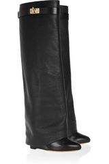 Givenchy Leather Wedge Knee Boots