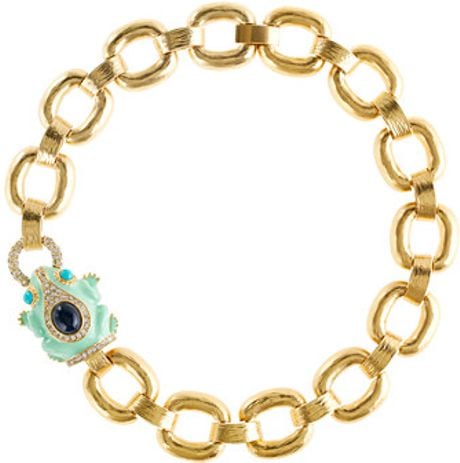 J Crew Enameled Frog Collar Necklace In Gold Sheer Mint Lyst