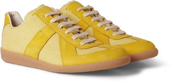 Maison Martin Margiela Canvas and Leatherpanelled Sneakers - Lyst