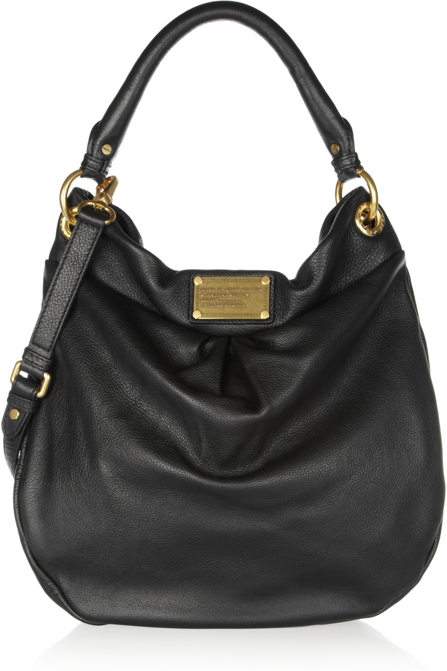 Marc By Marc Jacobs The Classic Q Hillier Hobo Textured-Leather Shoulder Bag in Black | Lyst