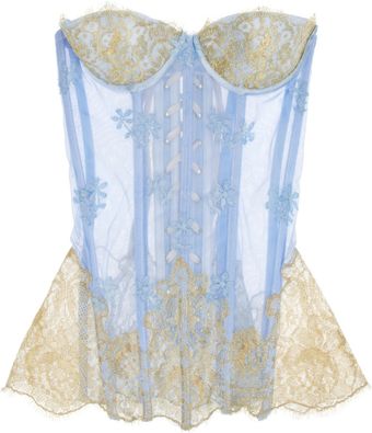 Rosamosario Embroidered Tulle and Lace Corset - Lyst