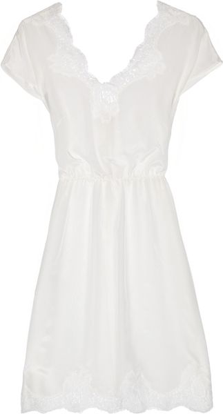 Rosamosario Bellezza Silkgeorgette and Chantilly Lace Chemise - Lyst
