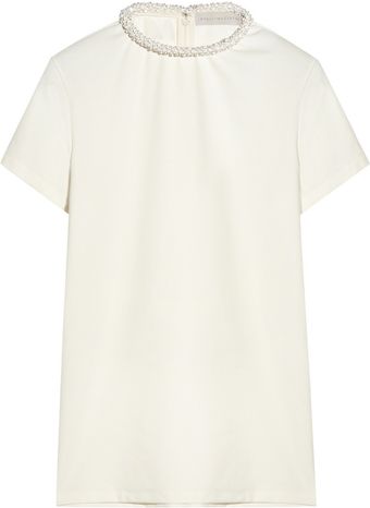 Stella McCartney Embellished Cotton-Blend Jersey Top - Lyst