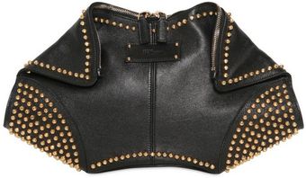 Alexander McQueen Gold Studs Leather Demanta Clutch - Lyst