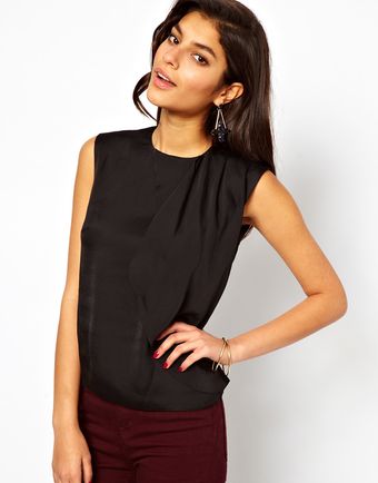 ASOS Collection Asos Top with Asymmetric Drape Front - Lyst