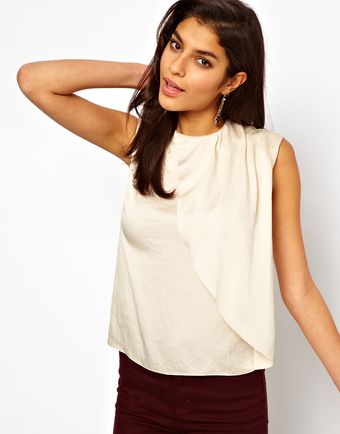 ASOS Collection Top with Asymmetric Drape Front - Lyst
