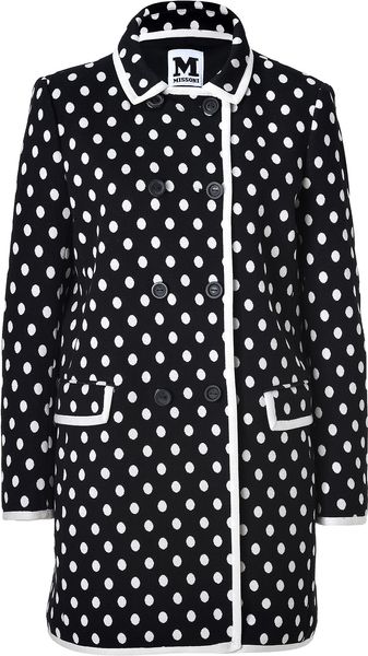 M Missoni Black-white Polka Dot Cotton Knit Coat - Lyst