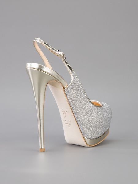 silver sling back pumps