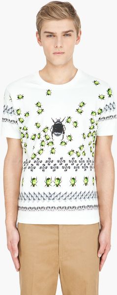 Markus Lupfer White and Green Bugs and Studs T-shirt - Lyst