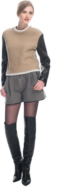 3.1 Phillip Lim Splittable Wool Coating Cropped Sweatshirt - Lyst