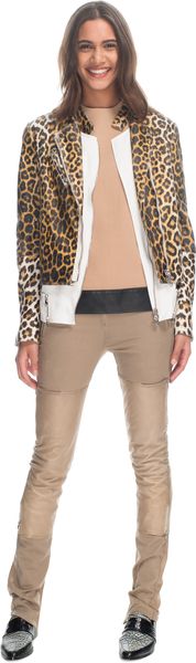 3.1 Phillip Lim Leopard Foiled Lamb Tromp L'oeil Layered Biker Jacket - Lyst
