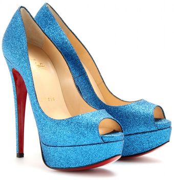 Christian Louboutin Lady Peep 150 Mini Glitter Pumps - Lyst