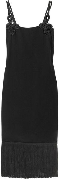 Notte By Marchesa Fringed Silk Dress - Lyst