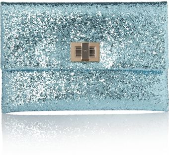 Anya Hindmarch Valorie Glitterfinished Leather Clutch - Lyst
