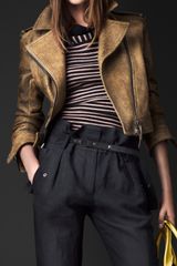 Burberry Prorsum Cracked Leather Biker Jacket