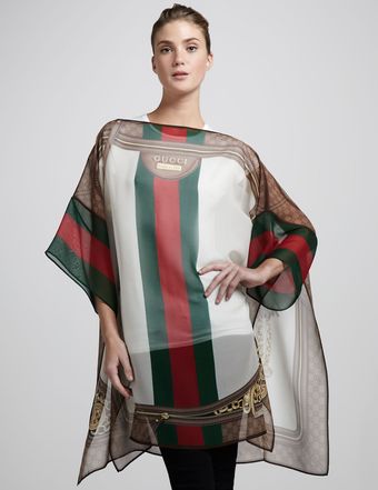 Gucci Silk Georgette Poncho - Lyst