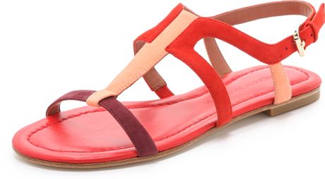 red suede flat sandals