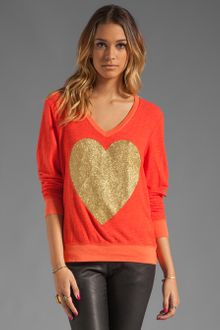 Wildfox Couture Exclusive Gold Sparkle Heart Baggy Beach Jumper - Lyst