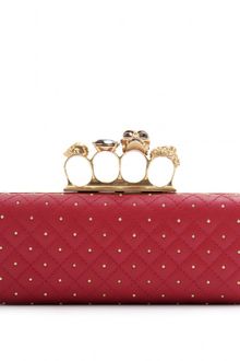 Alexander McQueen Skull Knuckle Studded Leather Box Clutch - Lyst