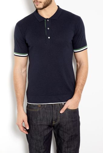 Farhi By Nicole Farhi Navy Arm Band Knitted Polo Shirt - Lyst