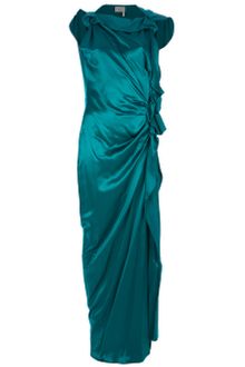 Lanvin Pleat Detail Satin Gown - Lyst