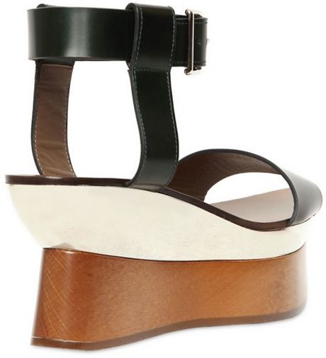 marni 85mm calfskin mirror plaque wedges in black lyst marni 85mm calfskin mirror plaque wedges in black lyst