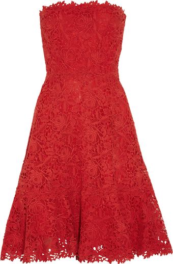 Valentino Strapless Cotton Macramé Lace Dress - Lyst