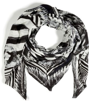Balmain Blackwhite Modalcashmere Scarf - Lyst