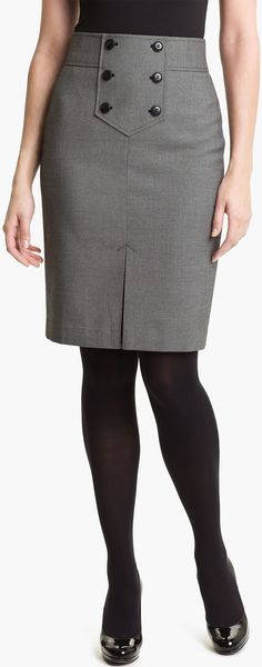 Halogen Button Trim Pencil Skirt - Lyst