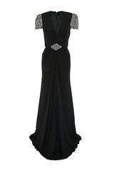 Jenny Packham Embellished Sleeve Silk Gown