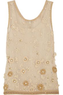 Alice + Olivia Embellished Silk Chiffon Top - Lyst