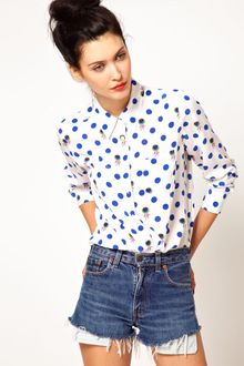 Equipment Brett Single Pocket Shirt in Polka Dot Thistles Print - Lyst