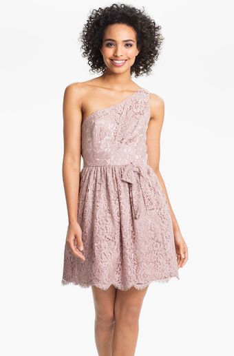 Jill Stuart One Shoulder Lace Fit Flare Dress - Lyst