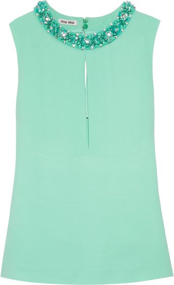 Miu Miu Embellished Cady Top - Lyst