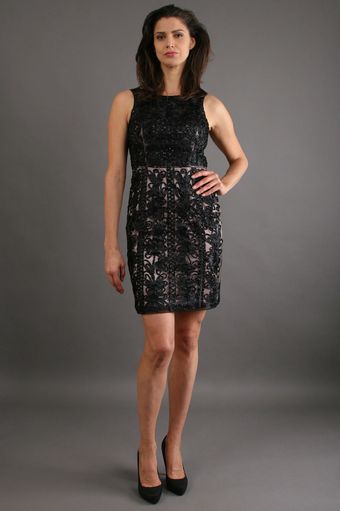 Sue Wong Embroidered Boat Neck Dress in Blackorchid - Lyst