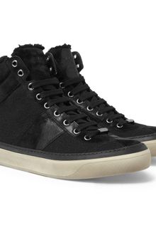 Jimmy Choo Belgravia Shearling and Suede High Top Sneakers - Lyst
