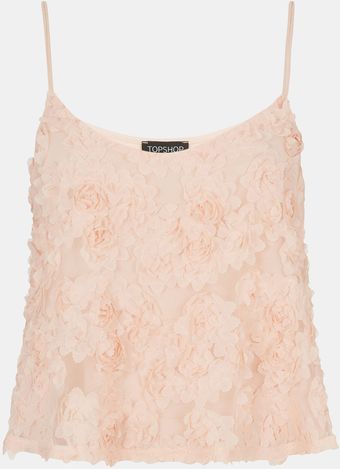 Topshop Floral Appliqué Swing Camisole - Lyst