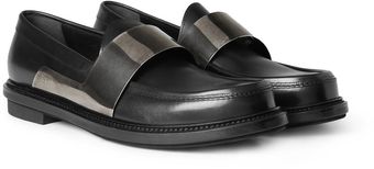Yves Saint Laurent Metalstrapped Leather Loafers - Lyst
