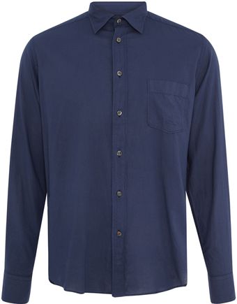 Hartford Navy Cotton Voile Shirt - Lyst