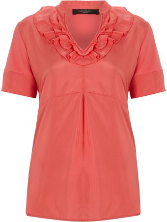 Weekend By Maxmara Afoso Short Sleeve Vneck Ruffle Top - Lyst