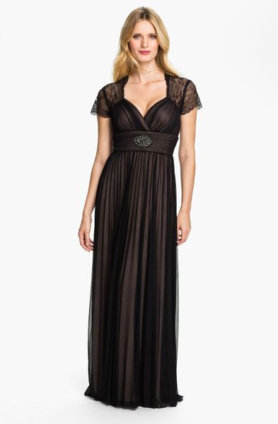 betsy and adam lace sleeve gown