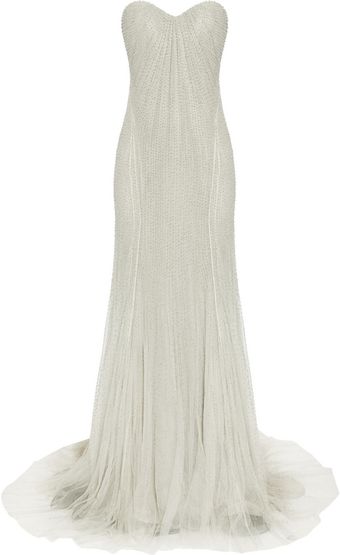 Donna Karan New York Beaded Tulle and Chiffon Gown - Lyst