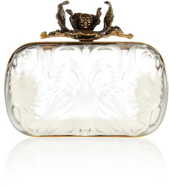 Alexander McQueen Iris Skull Etched Plexiglass Box Clutch - Lyst