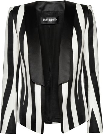 Balmain Striped Satin Blazer - Lyst