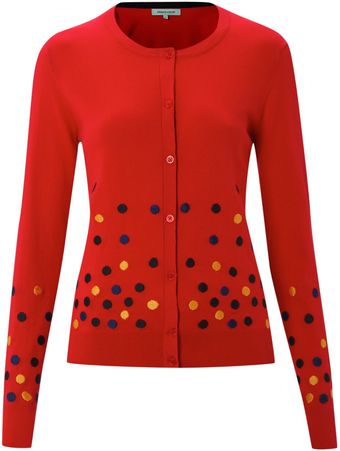 Dickins & Jones Ladies Embroidered Spot Knit Cardigan - Lyst